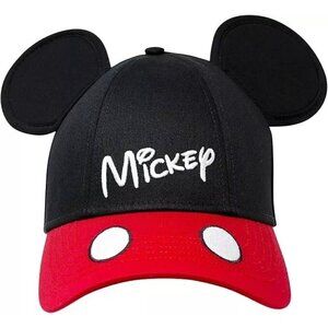 Mickey Mouse Ears Hat By Disney For Kids Snapback Black & Red Cotton Adjustable
